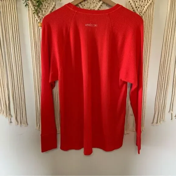 AERIE Real Soft Apres Ski Long Sleeve Thermal Tee To Be Continued Red Medium - Picture 6 of 12